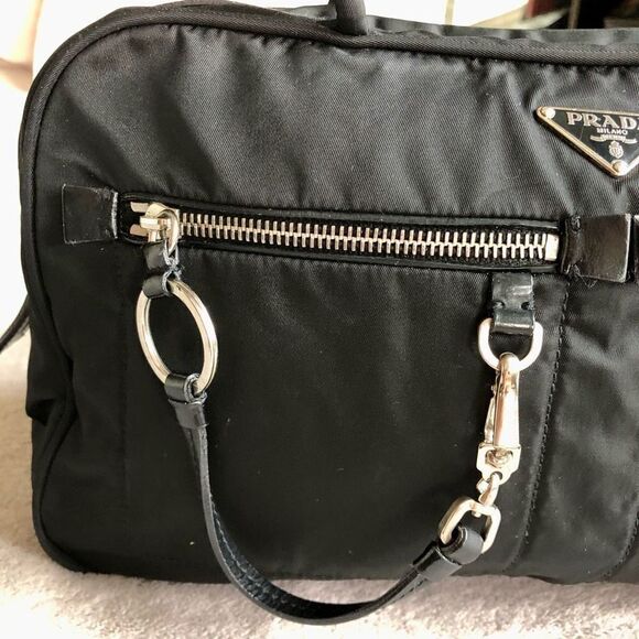 Vintage Prada Tessuto Black Nylon Front Zipper Pocket Mini Boston Bag - Picture 6 of 16